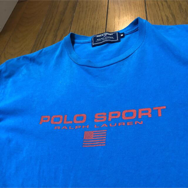 Ralph Lauren(ラルフローレン)のMサイズ！ポロスポーツ POLO SPORT古着半袖Tシャツ 青 汚れ有り メンズのトップス(Tシャツ/カットソー(半袖/袖なし))の商品写真