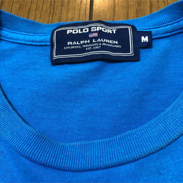 Ralph Lauren(ラルフローレン)のMサイズ！ポロスポーツ POLO SPORT古着半袖Tシャツ 青 汚れ有り メンズのトップス(Tシャツ/カットソー(半袖/袖なし))の商品写真