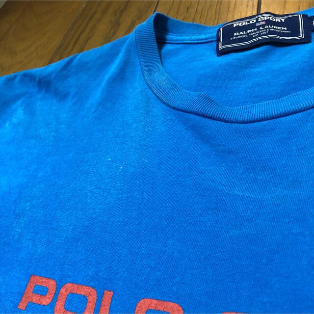 Ralph Lauren(ラルフローレン)のMサイズ！ポロスポーツ POLO SPORT古着半袖Tシャツ 青 汚れ有り メンズのトップス(Tシャツ/カットソー(半袖/袖なし))の商品写真