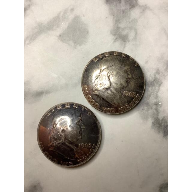 ハーフダラーコイン 1963　シルバーボタン　シルバーコンチョ　銀ボタン