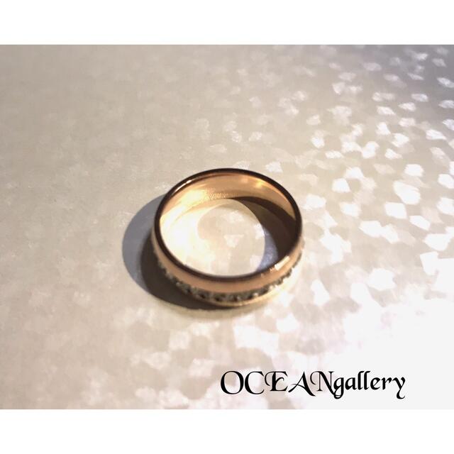 送料無料　14号　ピンクゴールドステンレススーパーCZ フルエタニティリング指輪 レディースのアクセサリー(リング(指輪))の商品写真