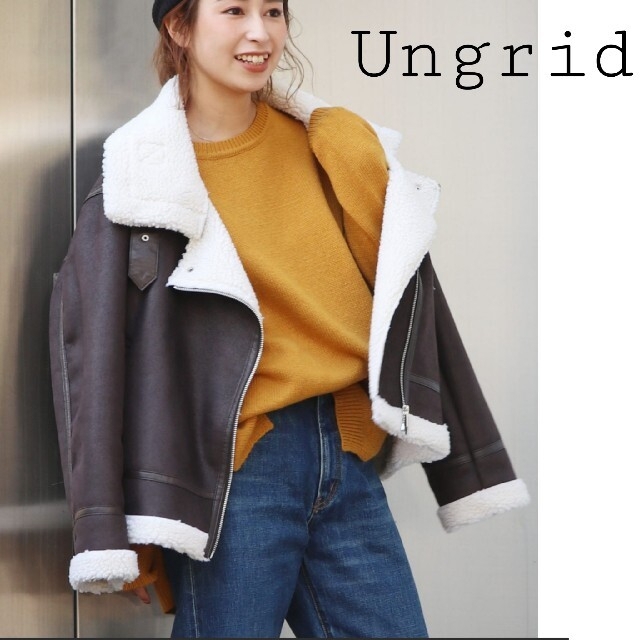 ungrid ムートン　ボアブルゾン　ライダース　(S)レディース