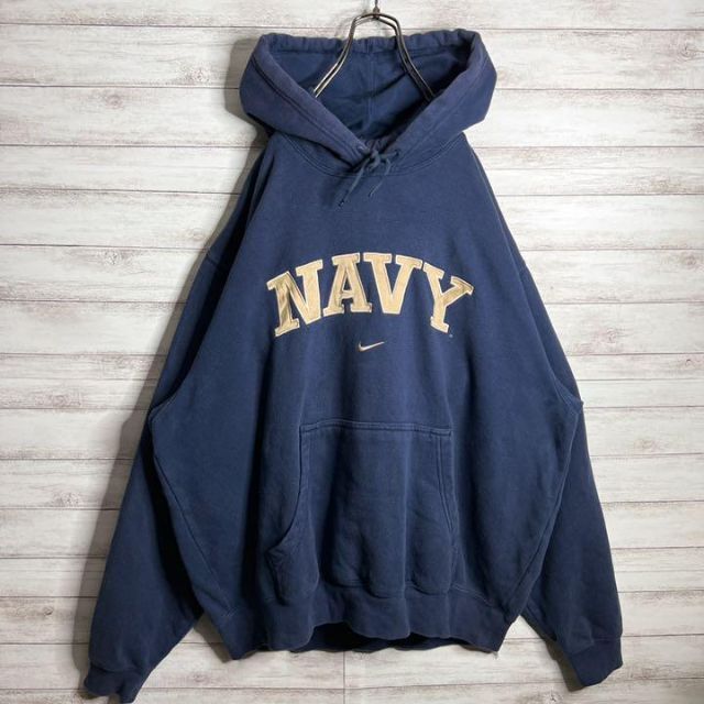 入手困難!!】ナイキ ✈︎刺繍ロゴ アーチロゴ NAVY ゆるだぼ 裏起毛