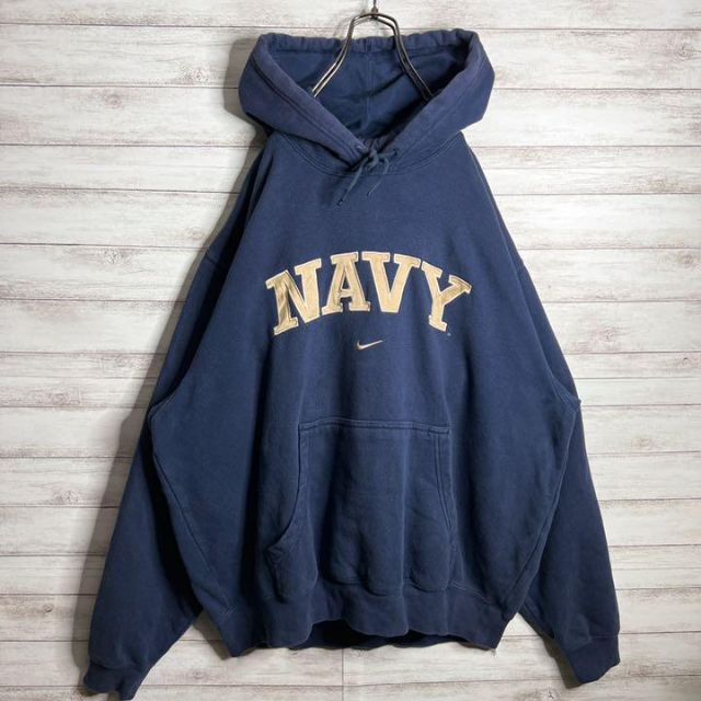 【入手困難!!】ナイキ ✈︎刺繍ロゴ アーチロゴ NAVY ゆるだぼ 裏起毛