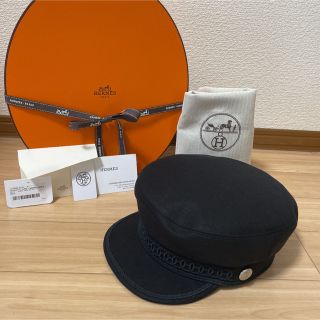 エルメス(Hermes)のHERMES　エルメス　カブール　58　キャスケット　帽子　ブラック　美品(キャスケット)