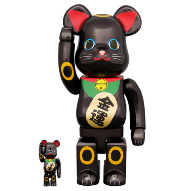 BE@RBRICK 招き猫 黒×黄 100％ & 400％