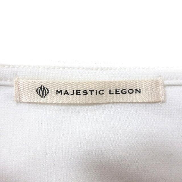 MAJESTIC LEGON(マジェスティックレゴン)のマジェスティックレゴン カットソー チェック 半袖 切替 S 白 アイボリー レディースのトップス(カットソー(半袖/袖なし))の商品写真