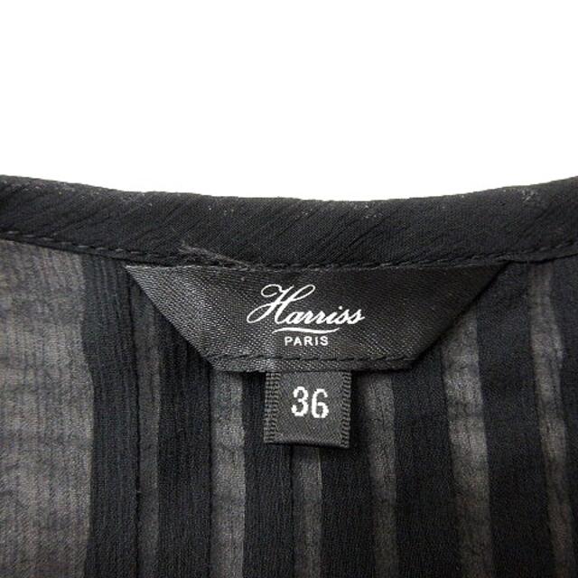 Harriss(ハリス)のハリス HARRISS ブラウス ライン 半袖 36 黒 ブラック /MN レディースのトップス(シャツ/ブラウス(半袖/袖なし))の商品写真