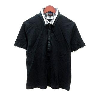 ニコルクラブフォーメン(NICOLE CLUB FOR MEN)のニコルクラブフォーメン ポロシャツ チェック 半袖 フェイクレイヤード 52 黒(ポロシャツ)