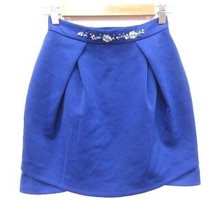 リランドチュール(Rirandture)のリランドチュール 台形スカート ミニ タック ビジュー 0 青 ブルー(ミニスカート)