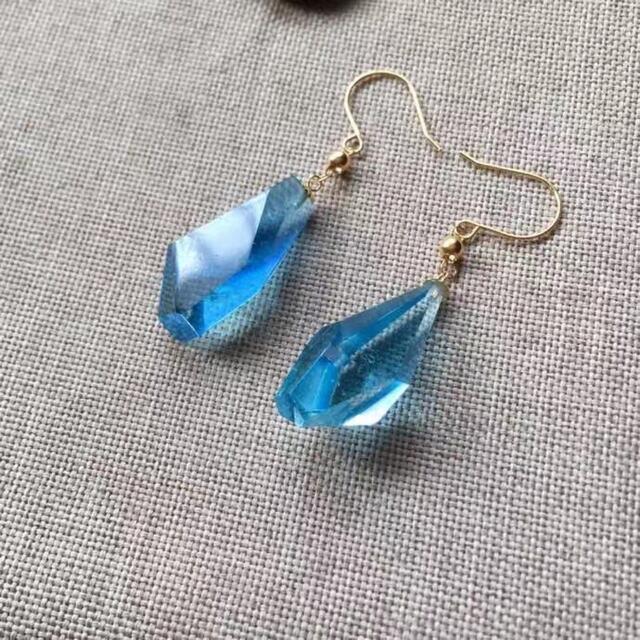 ネックレス⭐︎【高級】天然 アクアマリン ピアス k18 20.8x10x8mm