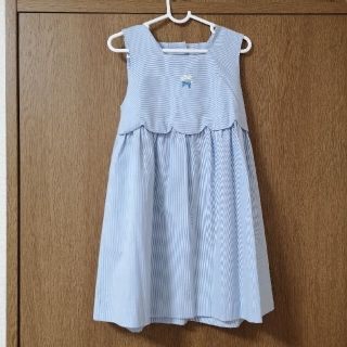 ファミリア90　水色ストライプワンピース②キッズ服女の子用(90cm~)