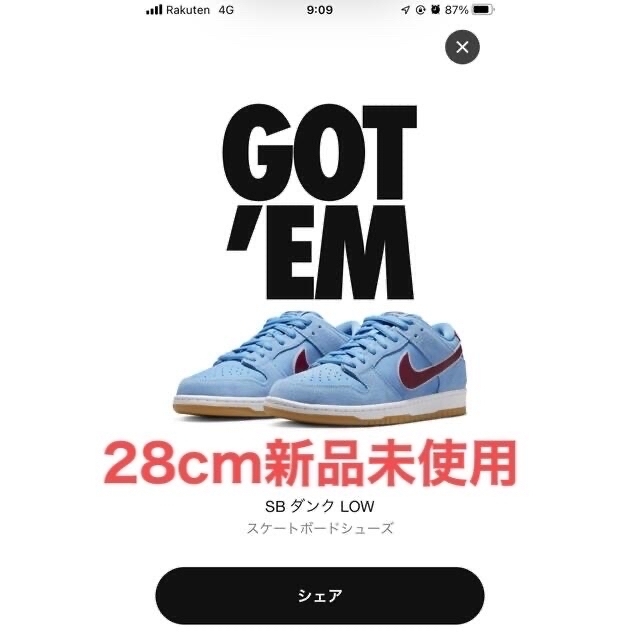 Nike SB Dunk Low Pro フィリーズ28.0cm靴/シューズ