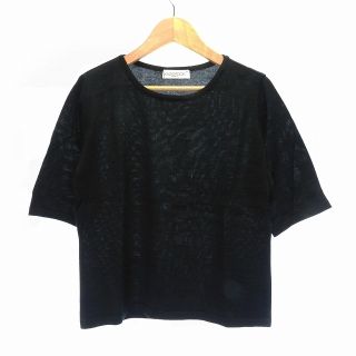 アザー(other)のカザミドリ ニット カットソー 半袖 クルーネック ウール混 無地 M 黒(Tシャツ(半袖/袖なし))