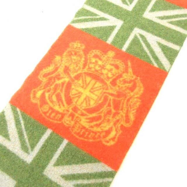 Glen Prince(グレンプリンス)のグレンプリンス 美品 フリンジマフラー ボーダー ロゴ マーク イギリス国旗 レディースのファッション小物(マフラー/ショール)の商品写真