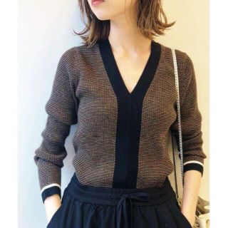 イエナ(IENA)の IENA  19AW 3x3リブ Vネックプルオーバー ブラウンB イエナ(ニット/セーター)