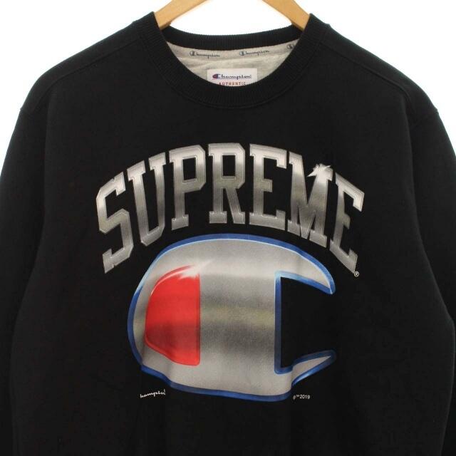 19SS Supreme/Champion Chrome Crewneck 黒S