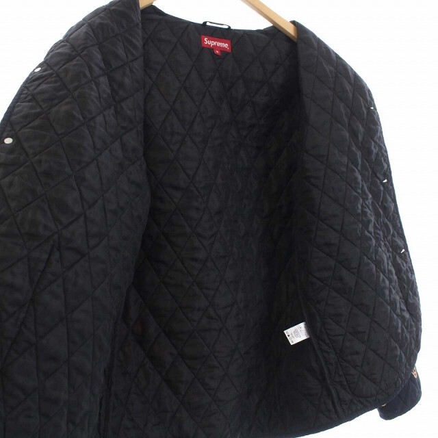 Supreme(シュプリーム)のシュプリーム キルティングジャケット 中綿 ステンカラー チェーン柄 M 黒 メンズのジャケット/アウター(ブルゾン)の商品写真
