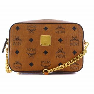 エムシーエム(MCM)のMCM カメラバッグ ショルダーバッグ ミニ ヴィセトス柄 レザー チェーン 茶(ショルダーバッグ)