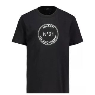 ヌメロヴェントゥーノ(N°21)のN21 Tシャツ ロゴ ブランド ブラック ヌメロヴェントゥーノ(Tシャツ(半袖/袖なし))