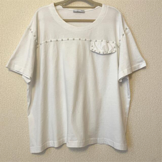 ザラ(ZARA)のザラのパール付き白Tシャツ(Tシャツ(半袖/袖なし))