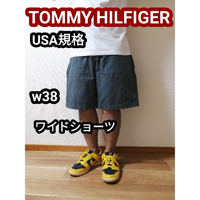 TOMMY HILFIGER(トミーヒルフィガー)のTOMMY トミーヒルフィガー ワイドショーツ ハーフパンツ 短パン カーキXL メンズのパンツ(ショートパンツ)の商品写真