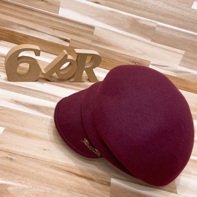 大人可愛い【カシラ】CA4LAウール キャスケット日本製 ベレー帽 ボルドー赤