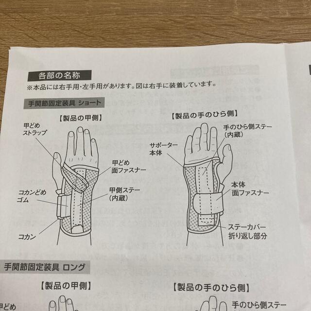手関節固定装具　左手用Sサイズ　ショート その他のその他(その他)の商品写真