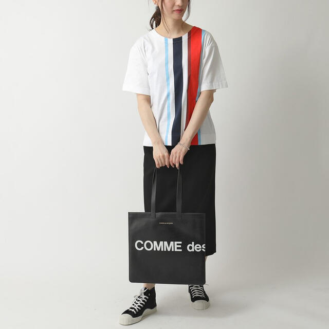 COMME des GARCONS(コムデギャルソン)の新品 コムデギャルソン トート レザー ブラック ロゴ HUGE LOGO レディースのバッグ(トートバッグ)の商品写真