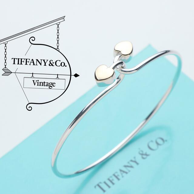 Tiffany & Co.(ティファニー)のティファニー 極美品 ダブル ハート ヴィンテージ 925 750 バングル レディースのアクセサリー(ブレスレット/バングル)の商品写真