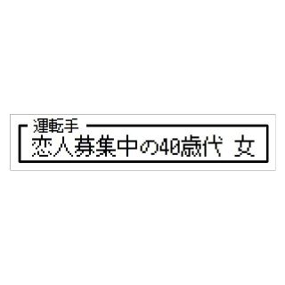 ゲーム風 ドット文字 恋人募集中40歳代 女 カー マグネットステッカー(車外アクセサリ)