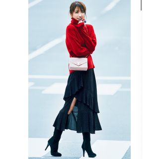 ザラ(ZARA)のZARA フリル ドット スカート スリット(ロングスカート)