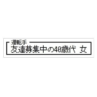 ゲーム風 ドット文字 友達募集中40歳代 女 カー マグネットステッカー(車外アクセサリ)