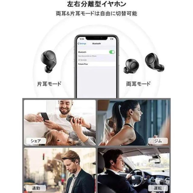 ワイヤレスイヤホン ノイズキャンセリング 高音質  防水 イヤフォン スマホ/家電/カメラのオーディオ機器(ヘッドフォン/イヤフォン)の商品写真