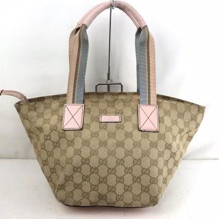 グッチ(Gucci)のGUCCI グッチ GGキャンバス トートバッグ ブラウン ピンク レディース(トートバッグ)