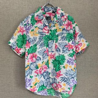 90s ビンテージ　アメリカ古着　花柄シャツ　柄シャツ　花柄　古着　アメリカ輸入(シャツ)