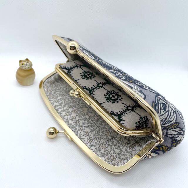 ミナペルホネン ハンドメイドがま口マチあり親子長財布rosy グレー - 財布