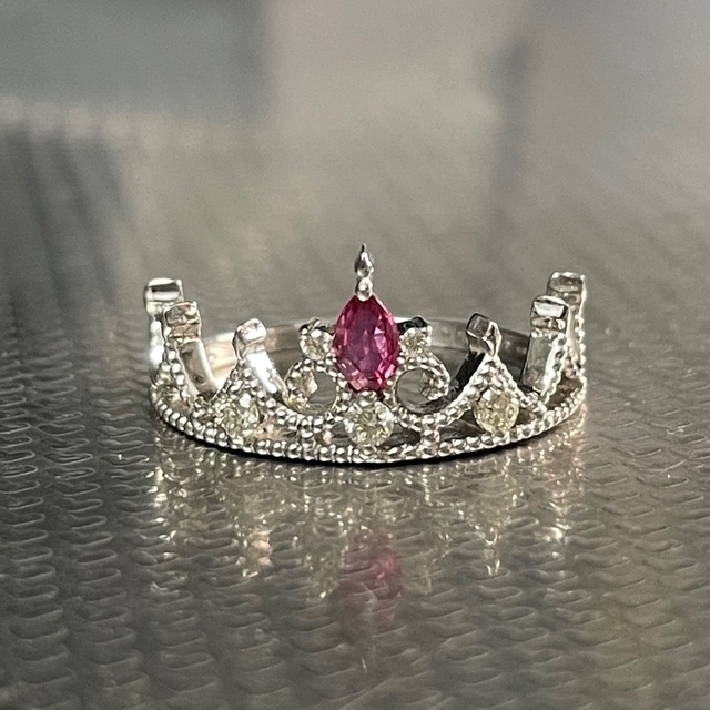 pt950 ロマンチックなルビーとダイヤモンドのティアラリング 美品 ...