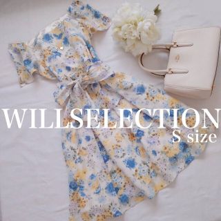 ウィルセレクション(WILLSELECTION)のウィルセレクション花柄ワンピース夏フラワープリント春レディースSサイズ白ホワイト(ひざ丈ワンピース)