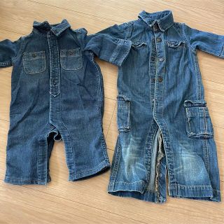 ベビーギャップ(babyGAP)のベビーギャップ デニムロンパース カバーオール 長袖 サイズ60.70(ロンパース)