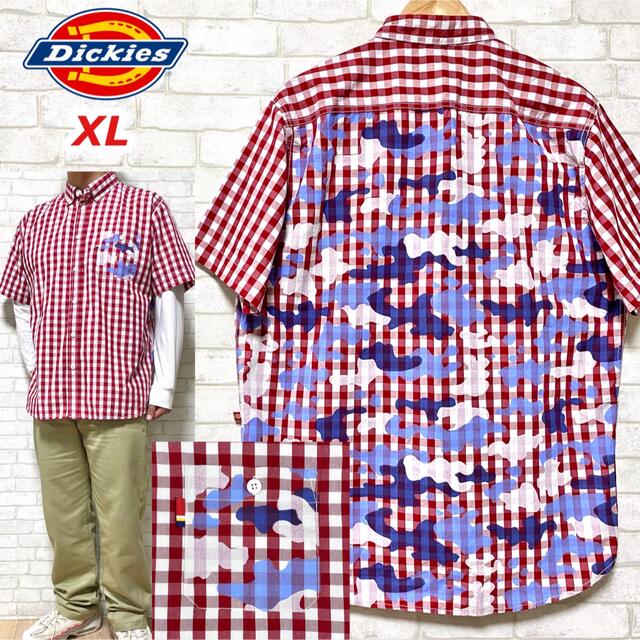 Dickies ディッキーズ チェック柄 迷彩 ビッグシルエット ワークシャツ