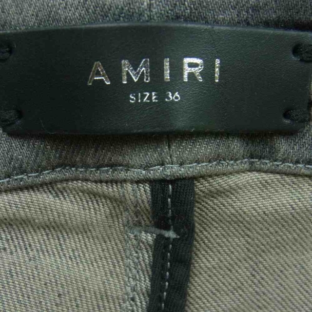 アミリ AMIRI RN150712 ダメージ加工 ストレッチ スキニー デニム パンツ コットン アメリカ製 グレー系 36 3