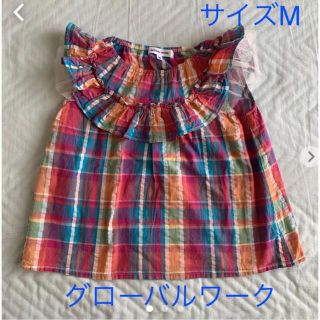 グローバルワーク(GLOBAL WORK)の☆中古品☆ グローバルワーク チェック柄 チュニック ガールズ 110(Tシャツ/カットソー)