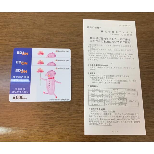 エディオン 株主優待12000円分 - ショッピング