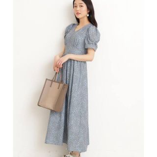 エヌナチュラルビューティーベーシック(N.Natural beauty basic)のN. Natural Beauty Basicプリントパワーショルダーワンピース(ロングワンピース/マキシワンピース)