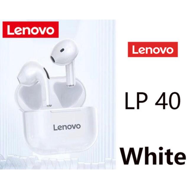Bluetooth ワイヤレスイヤホン Lenovo LP40 ホワイト イヤフォン