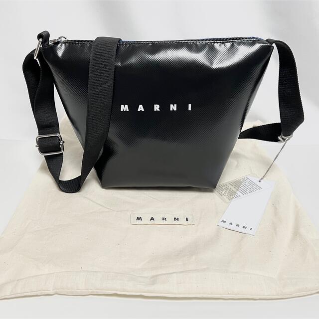 約23cmマチ新品 マルニ MARNI バイカラー ショルダー バッグ PVC 黒