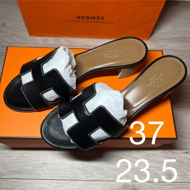 安い Hermes 23.5センチ ブラック オアジス 黒 37 【新品未使用