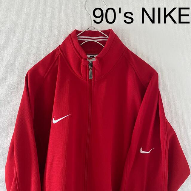 90'sNIKEナイキトラックジャケットジャージ赤レッドxlXL長袖メンズ銀