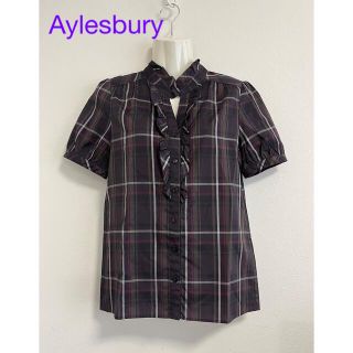 アリスバーリー(Aylesbury)のAylesbury☆半袖ブラウス9号☆チェック☆フリル☆日本製【美品】(シャツ/ブラウス(半袖/袖なし))